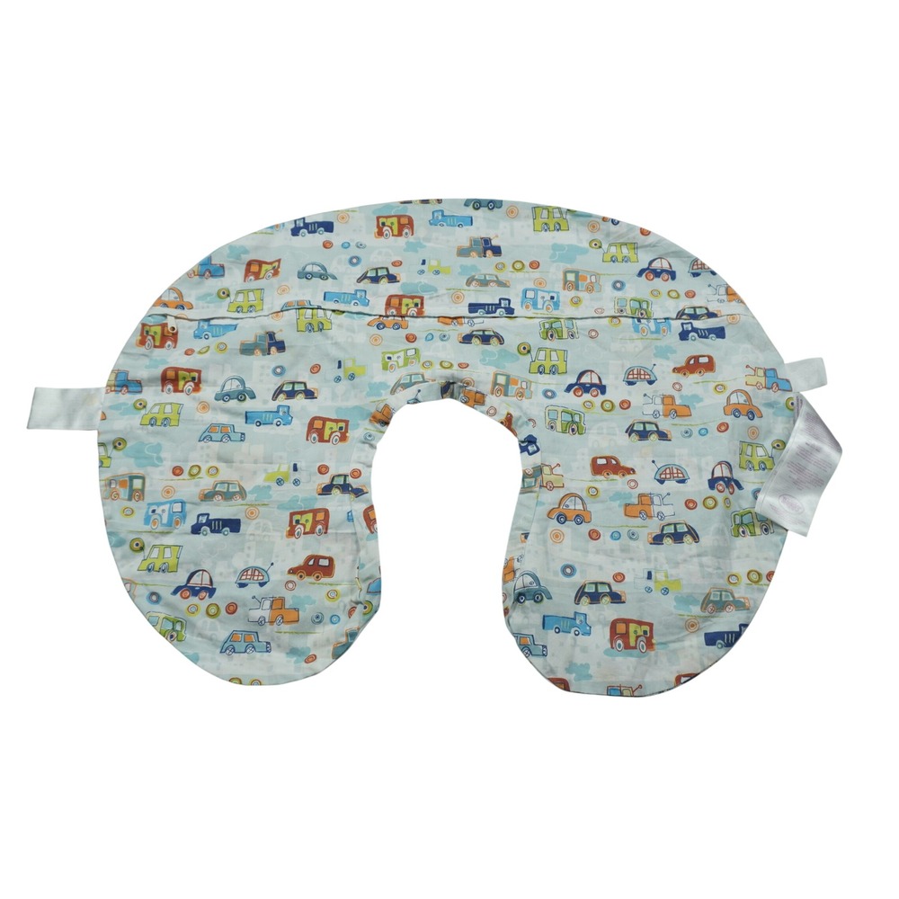 Boppy Nursing Pillow Slipcover Bundle of 2 Cars Trucks Blue Pink Plush Striped - Picture 5 of 10